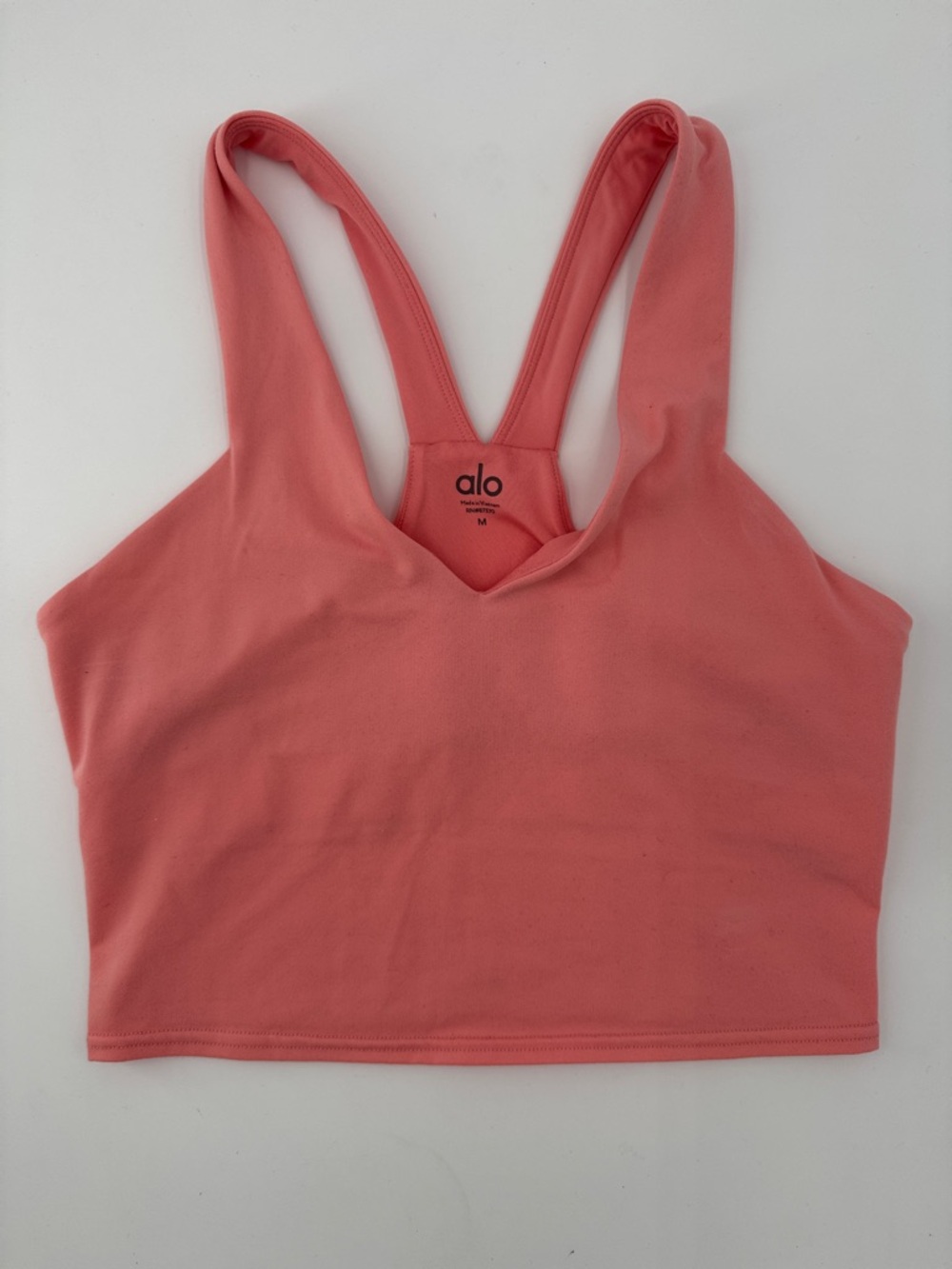 ALO Yoga Rose Pink V-Neck Seamless Sports Bra Crop Top